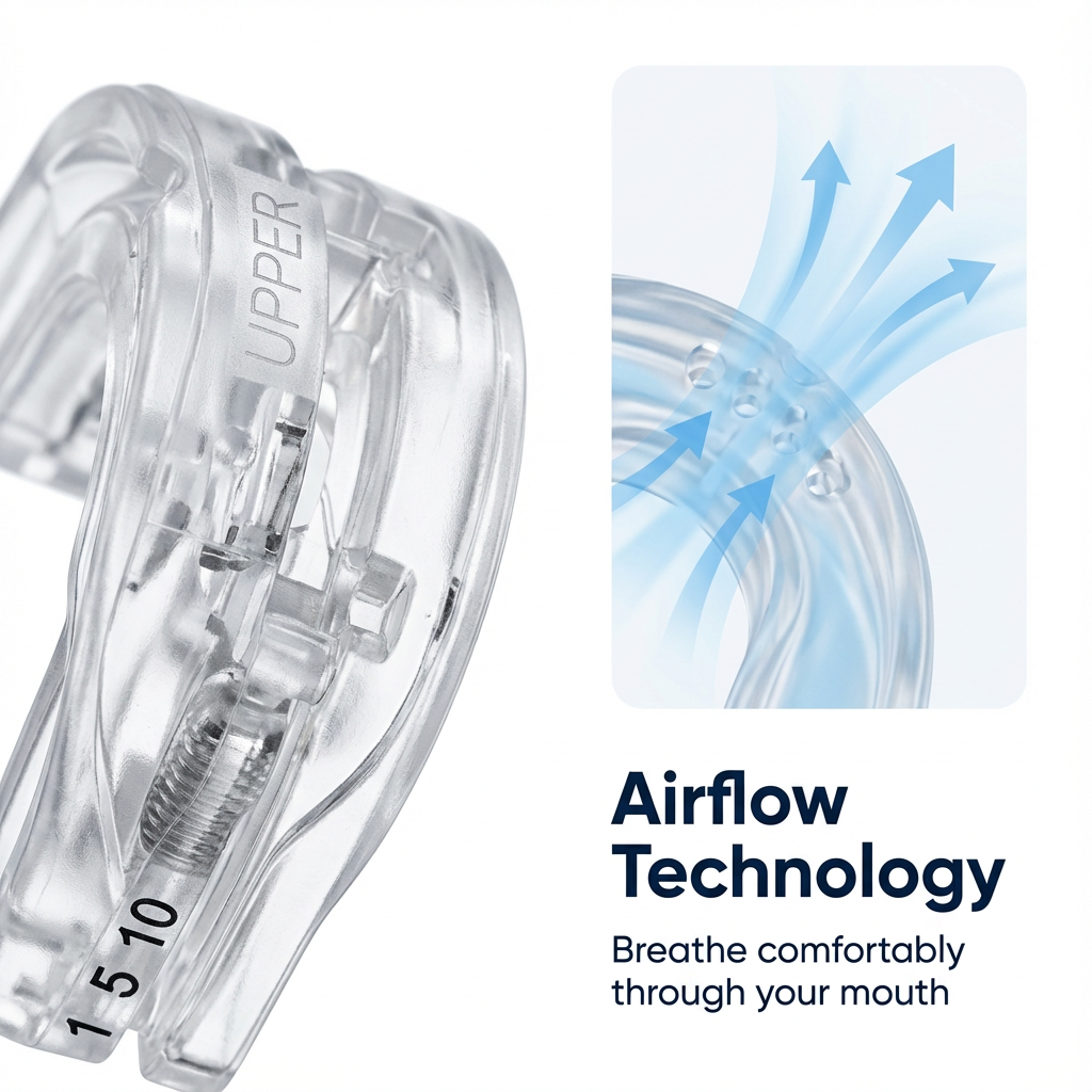 Zenouv Airflow Technology — breathe comfortably through your mouth with the medical-grade mouthpiece