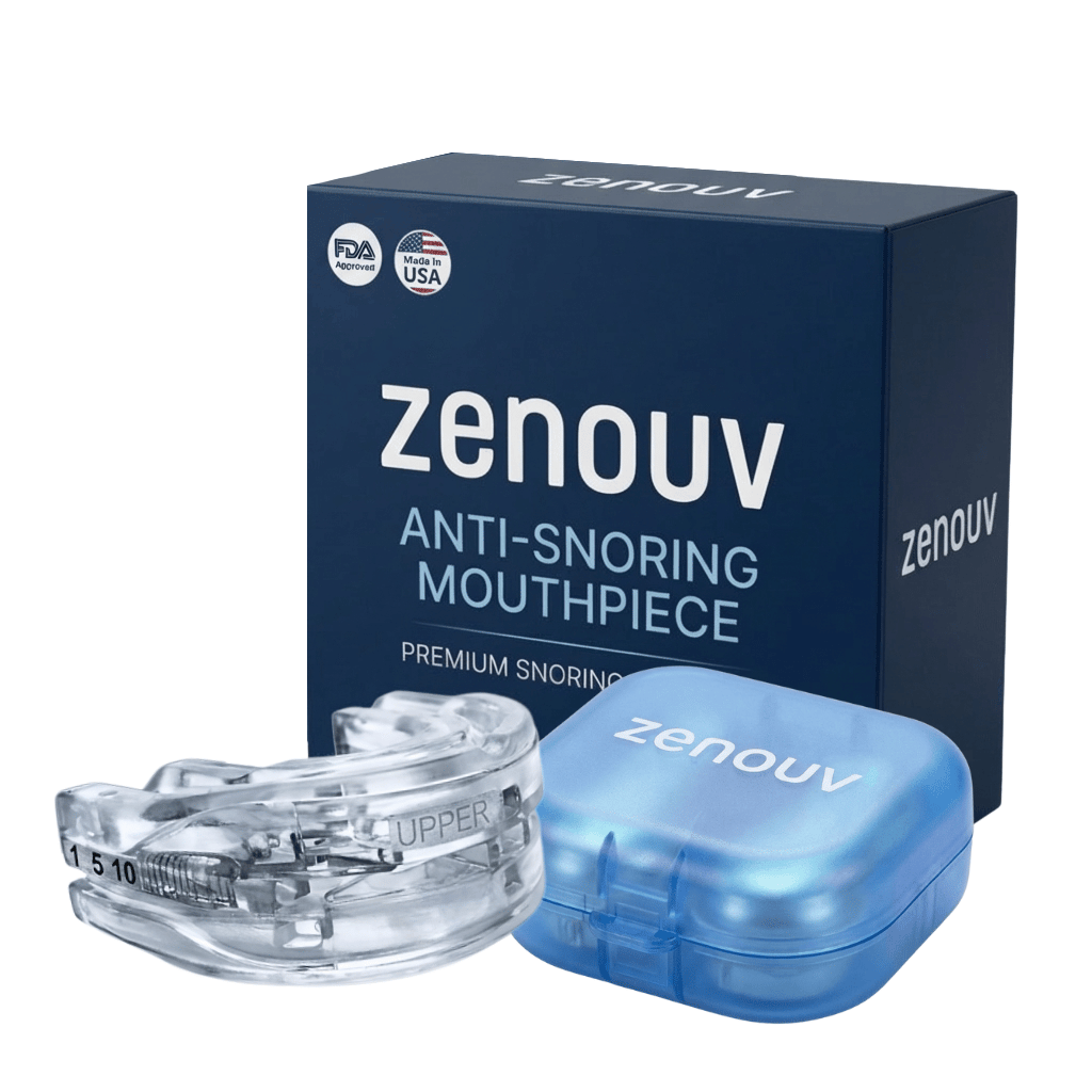 Zenouv Anti-Snoring Mouthpiece — full kit with retail box, mouthpiece and blue travel case